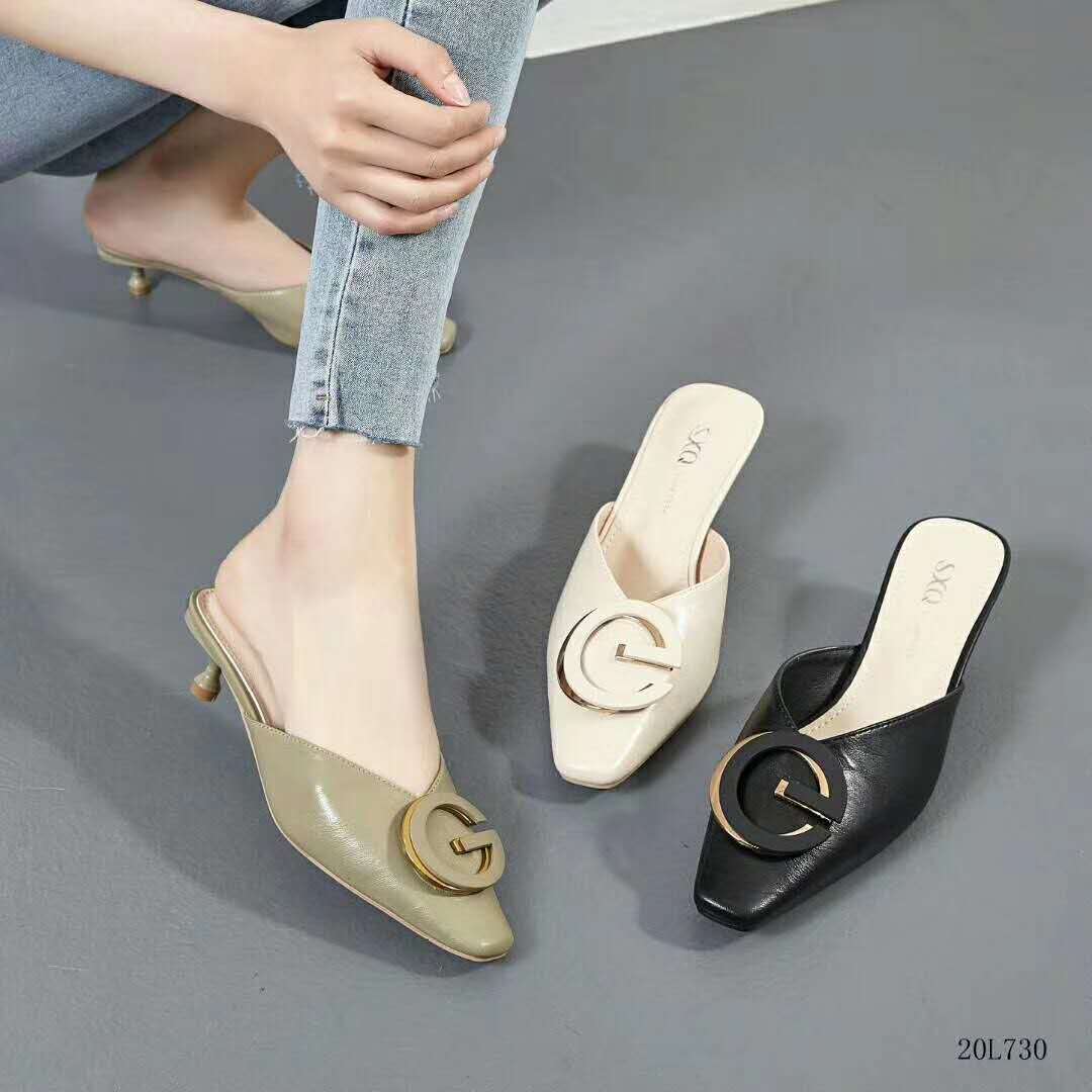 20L730 Juya 2020 New Ladies Guangzhou Leisure Sports Soft Leather Single Slippers details Picture