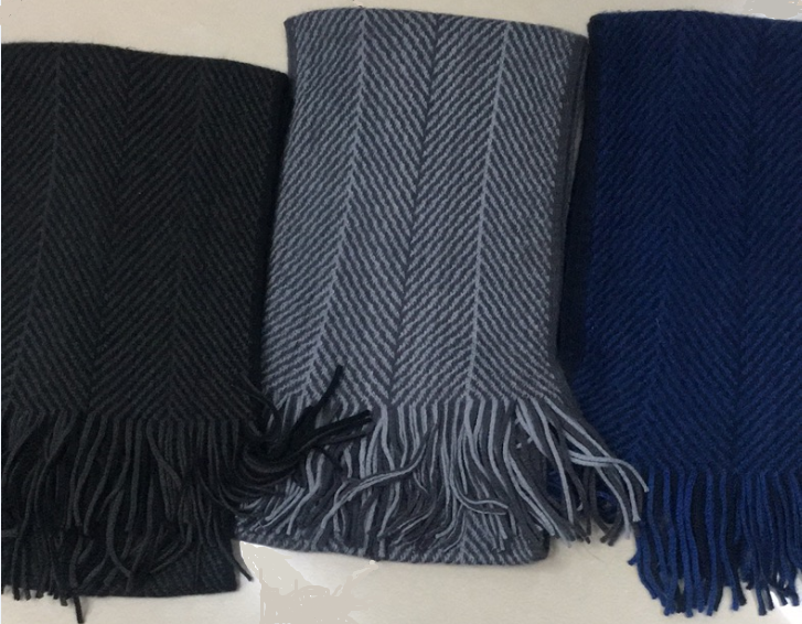 Men's Fashion Trend Everything Warm Classic Fringe Dark Twill Polyester Scarf