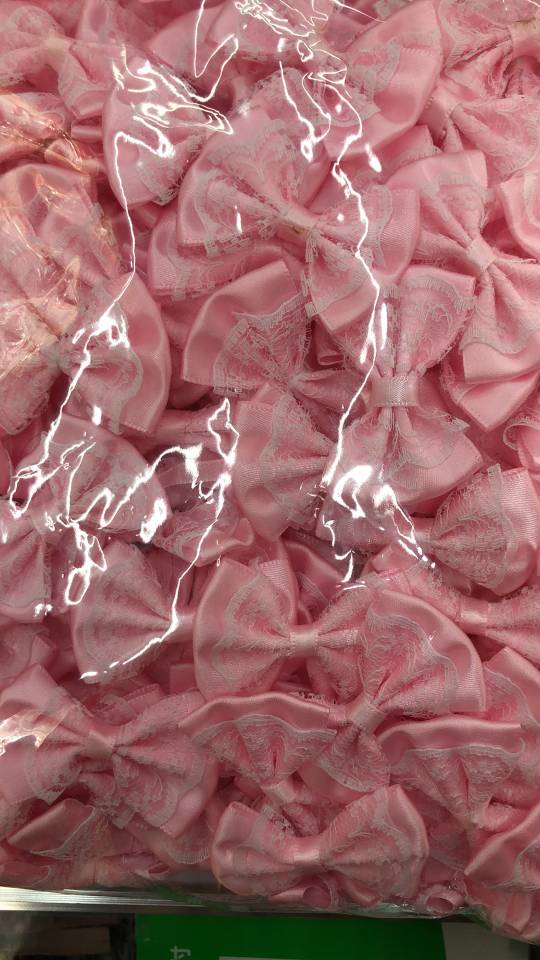 Xinming Craft 01 Pink Polyester Small Flower Lace Flat Knot 01