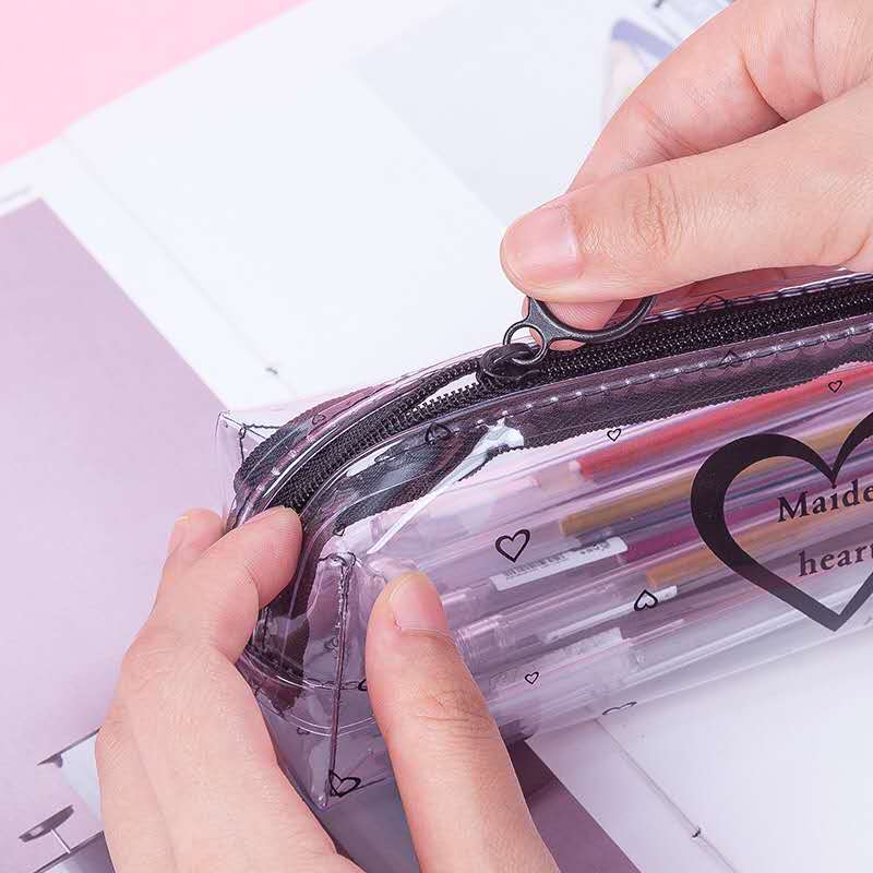 学生时尚韩国可爱简约透明字母八角笔袋细节图