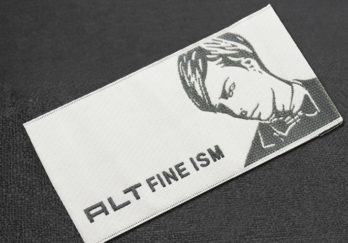 新款织唛商标服装领标家纺毛巾布标勾边50D缎面织唛细节图