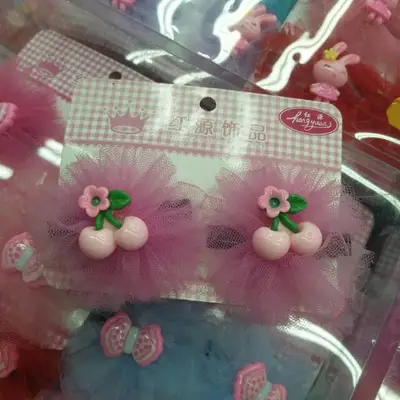 Cute Cherry Pink Lace Bow Hair Clip Headband Internet Celebrity Headband Headband Out Of Stock