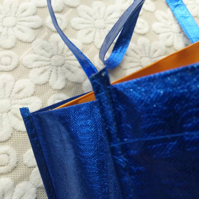 Bright Blue Non-Woven Tote Bag Network Red Explosive Clothing With Opp Bag Quantity Large Discount Factory Direct Sales No Spot Specification drawing