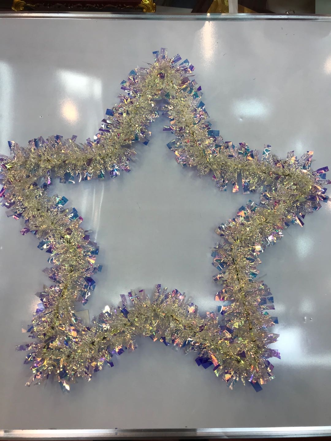 圣诞节装饰品拉花节日拉花毛条多色星星花环111