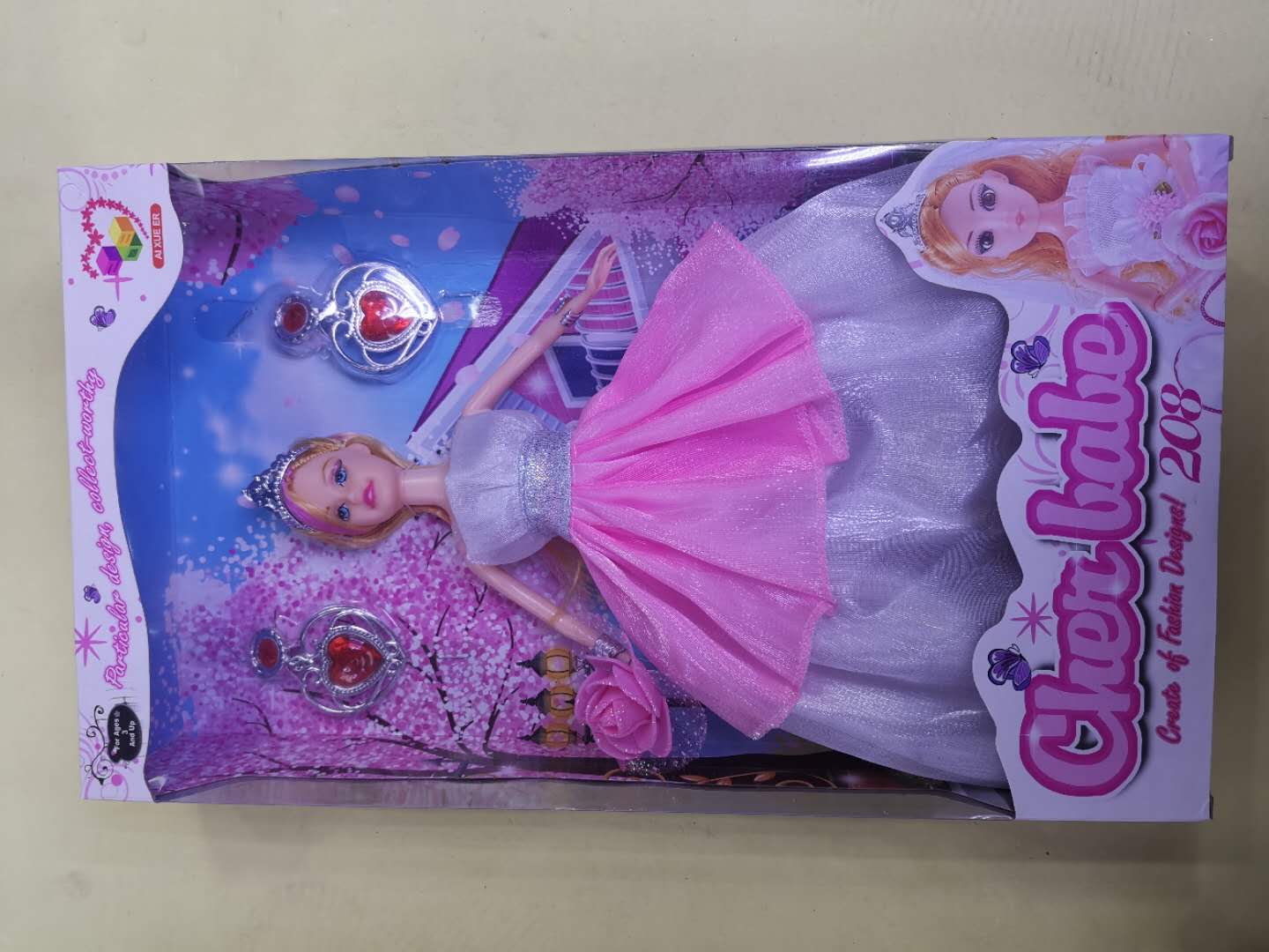 仿真洋娃娃芭比公主女孩单个娃娃玩具大礼盒粉白裙那花公主