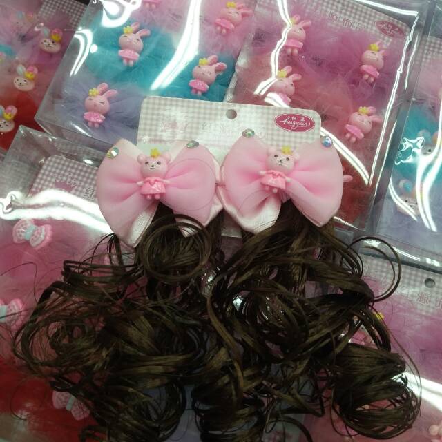 Manufacturers direct imitation wig pink bow hair clip hair band children hair band headband headband accessories thumbnail