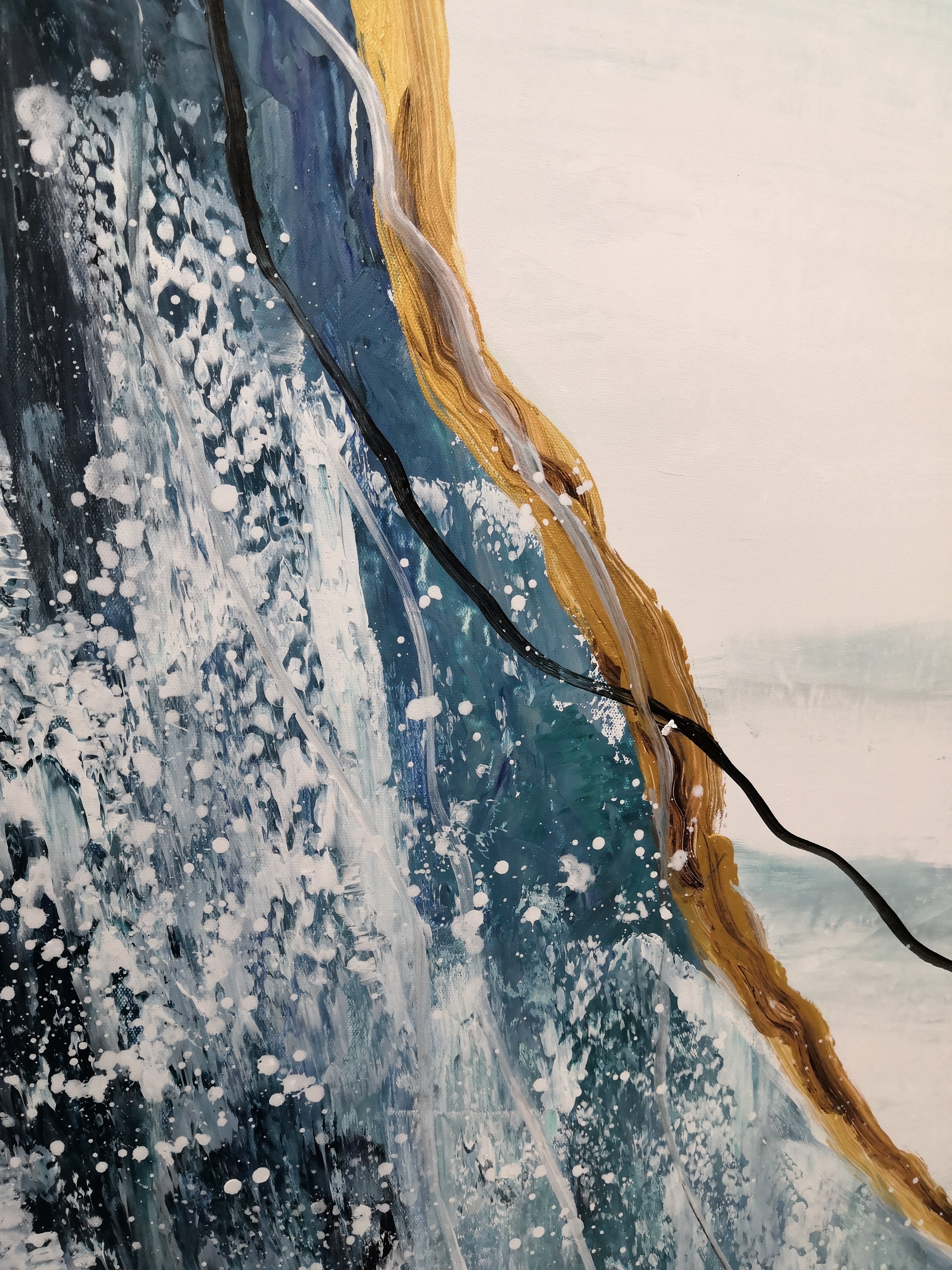 Mountains And Rivers Riptide Oil Painting Large Porch Landscape Decorative Painting Modern Abstract Painting Simple American Living Room Hanging Painting Specification drawing