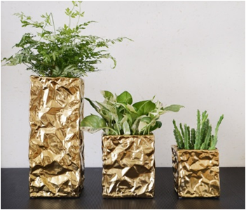 现代简约电镀哑光金陶瓷装饰花瓶家居软装样板房饰品摆件