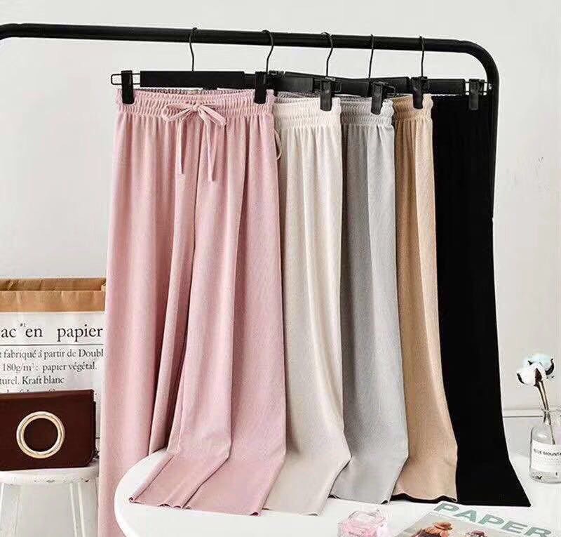 Ice Silk knitted wide-leg pants for women 2020 New Korean style summer high-waisted 90% spring and autumn loose straight-leg pants details Picture