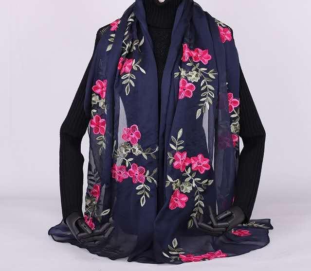 女士时尚顺宇皱绣花真丝手感多色可选