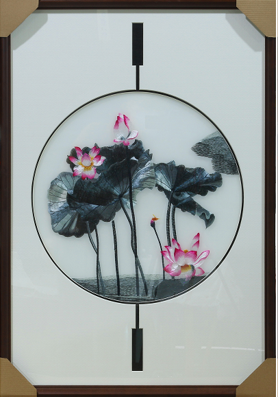 Top Embroidery Xiuyi 58X83cm Su Embroidery Triptych Decorative Painting details Picture