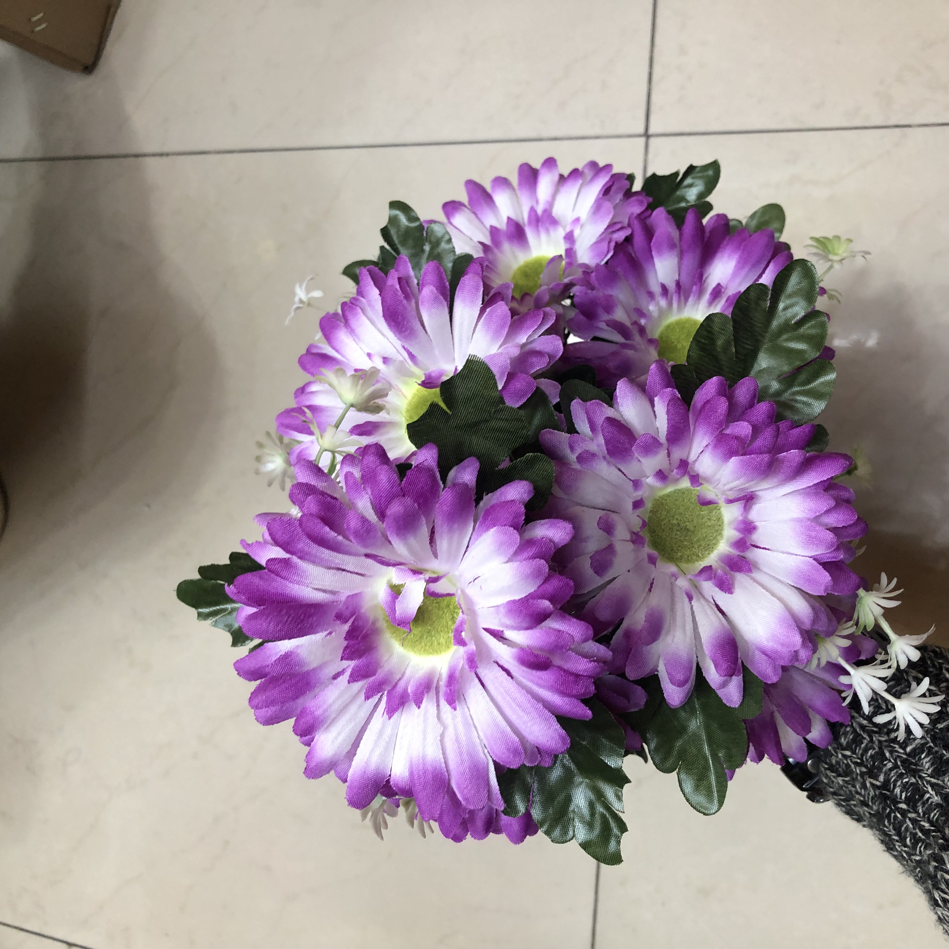 淡紫色桃红色紫红小束雏菊瓜叶菊富贵菊非洲菊仿真花/绢花手感花