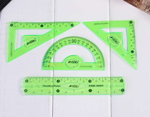 pvc透明塑料套尺子学生三角板直尺文具产品图