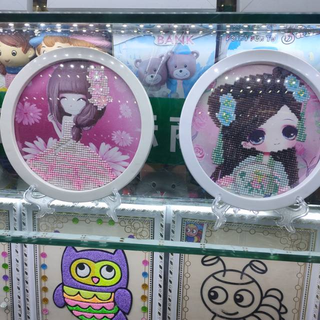 大童益智圆盘带支架手工钻石画