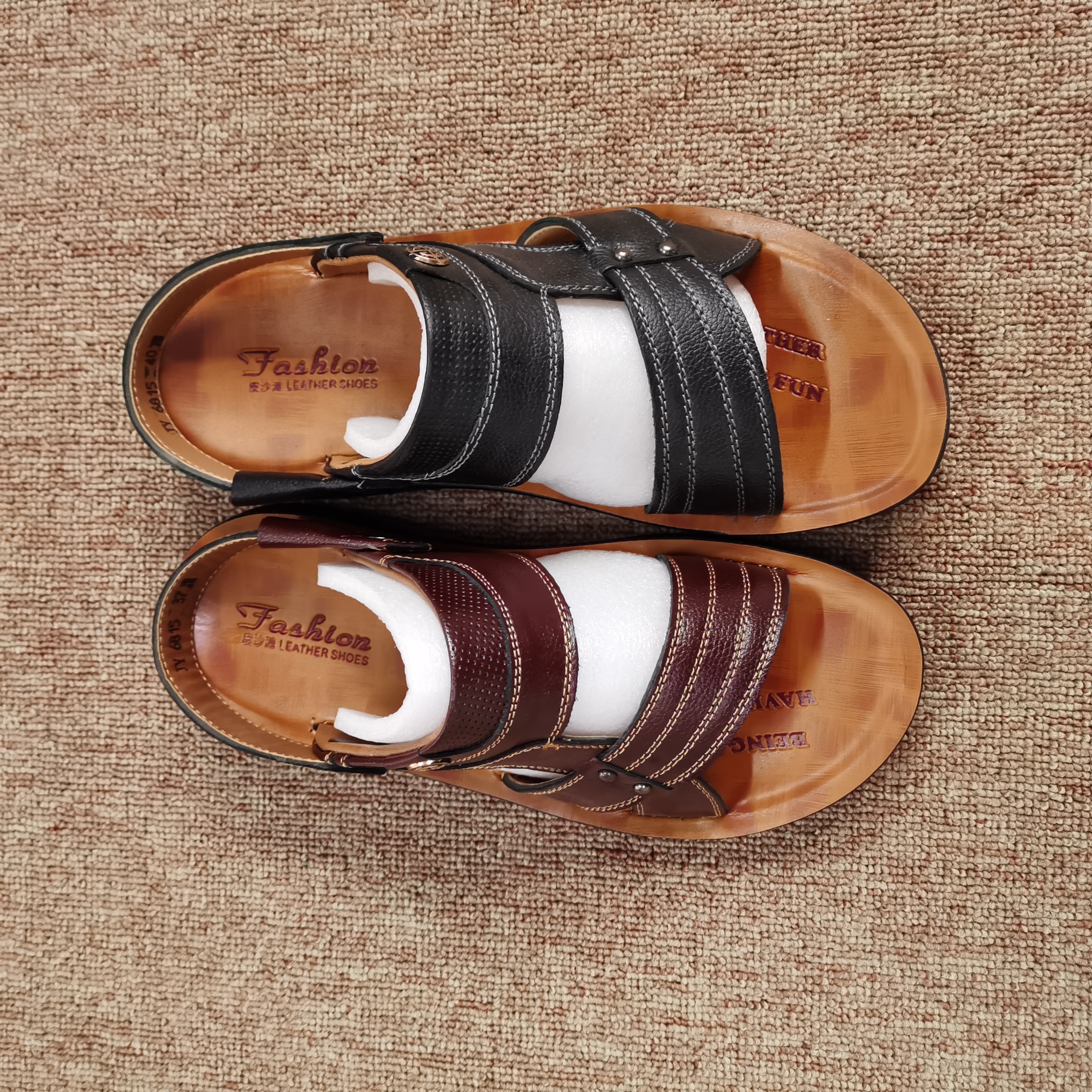 JD-605老人头2020新款男士夏季休闲凉鞋