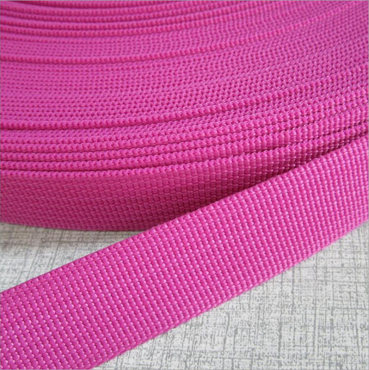 Factory direct sales of 2.5CM polypropylene colored webbing imitation nylon webbing backpack straps and safety belts. Large orders enjoy discounts details Picture