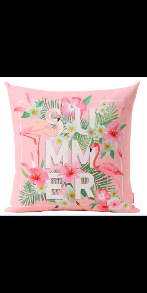 厂家直销时尚环保图案电子火烈鸟数码印花超柔麻布沙发垫靠垫