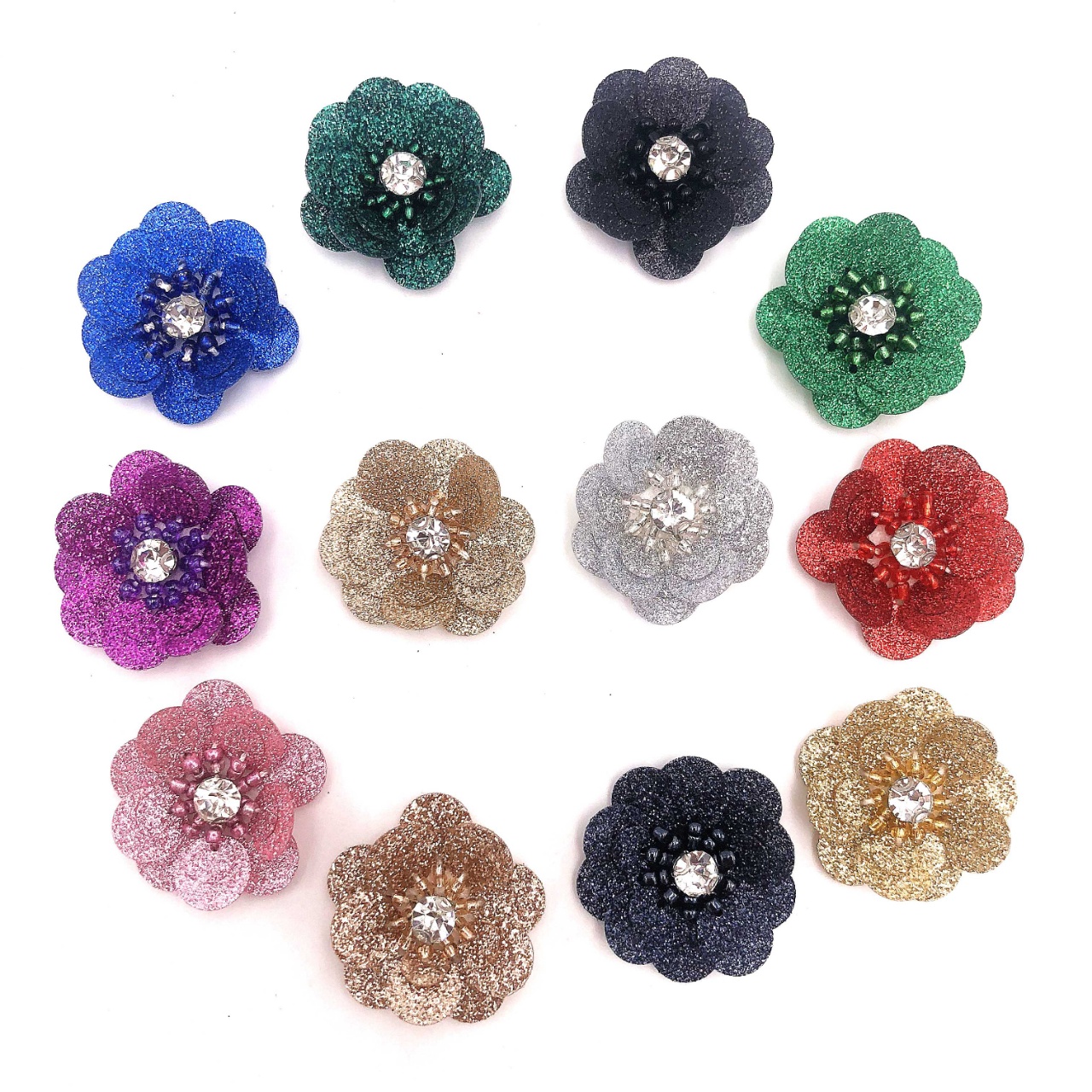 Gold powder rhinestone floral jewelry materials
