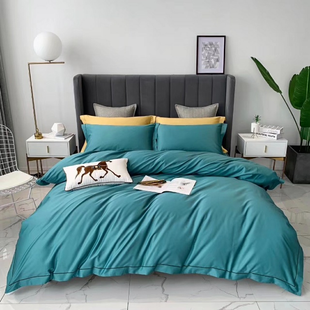 2020四季新品100支贡缎长绒棉莫奈绿四件套