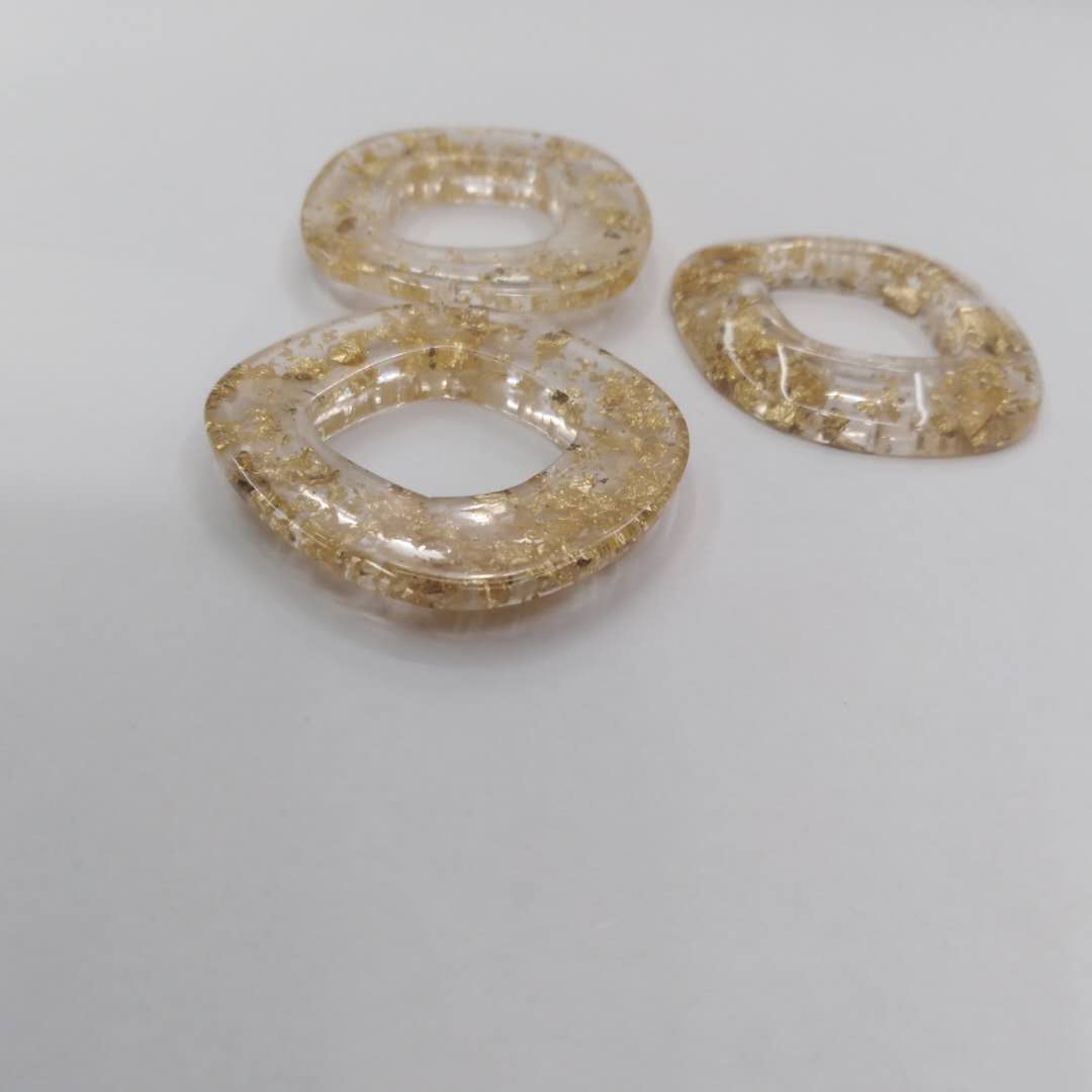 方形嵌金粉树脂吊坠贴片嵌金粉树脂diy手工饰品耳环耳饰树脂饰品配件