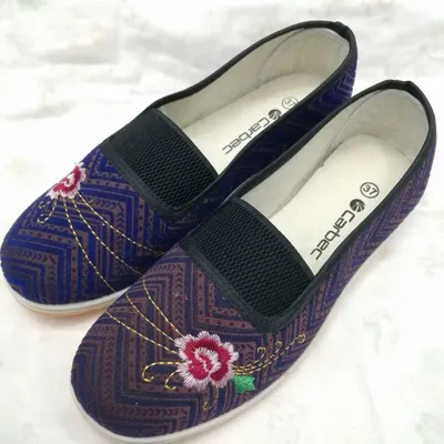 Broken Line Bottom Tattoo Flower New Cloth Shoes Women Work Field Work Anti-Slip Wear-Resistant Soft Sole Single Shoe Rubber Shoes Tendon Sole Shoes For The Elderly