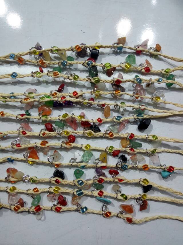 Korean-style seven-color natural stone lucky rope ankle chain details Picture