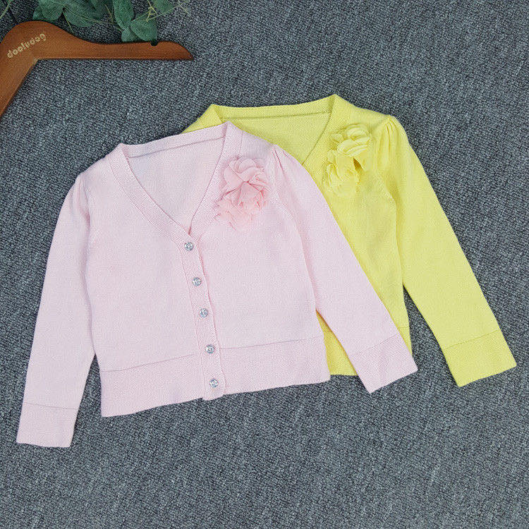 Exported to Europe and the United States, the original pure cotton decals sweet knitting cardigan sweater top baby girls wear spring thumbnail