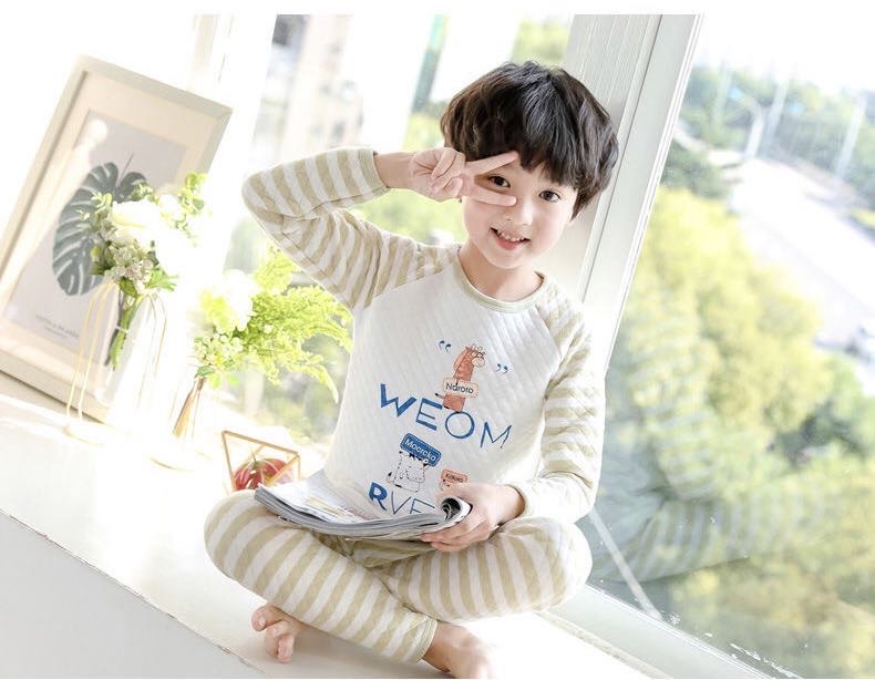 Boys' Three-Layer Thermal Underwear Set Thickened Children's Cotton Sweater Large Baby Pajamas
