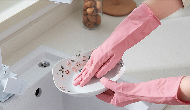 Kitchen Cleaning Dishwashing Laundry Waterproof Thin Light Interior Household Latex Gloves Specification drawing