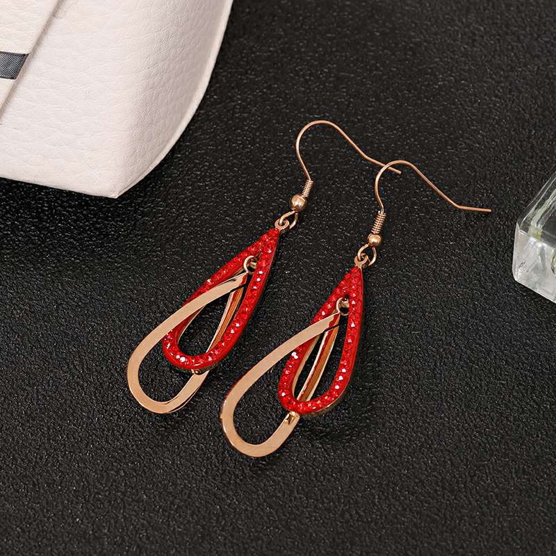 欧美气质时尚水滴型耳环不锈钢耳线简约环保网红女饰品细节图