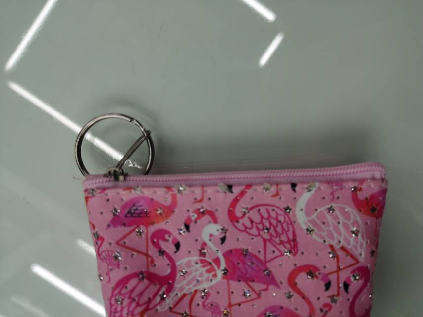 火烈鸟粉色便携带pu零钱包产品图