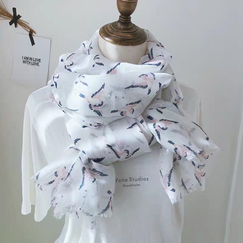 Swallow Sequin Fringed Gauze Scarf Winter Fashion Cotton Linen Long Scarf