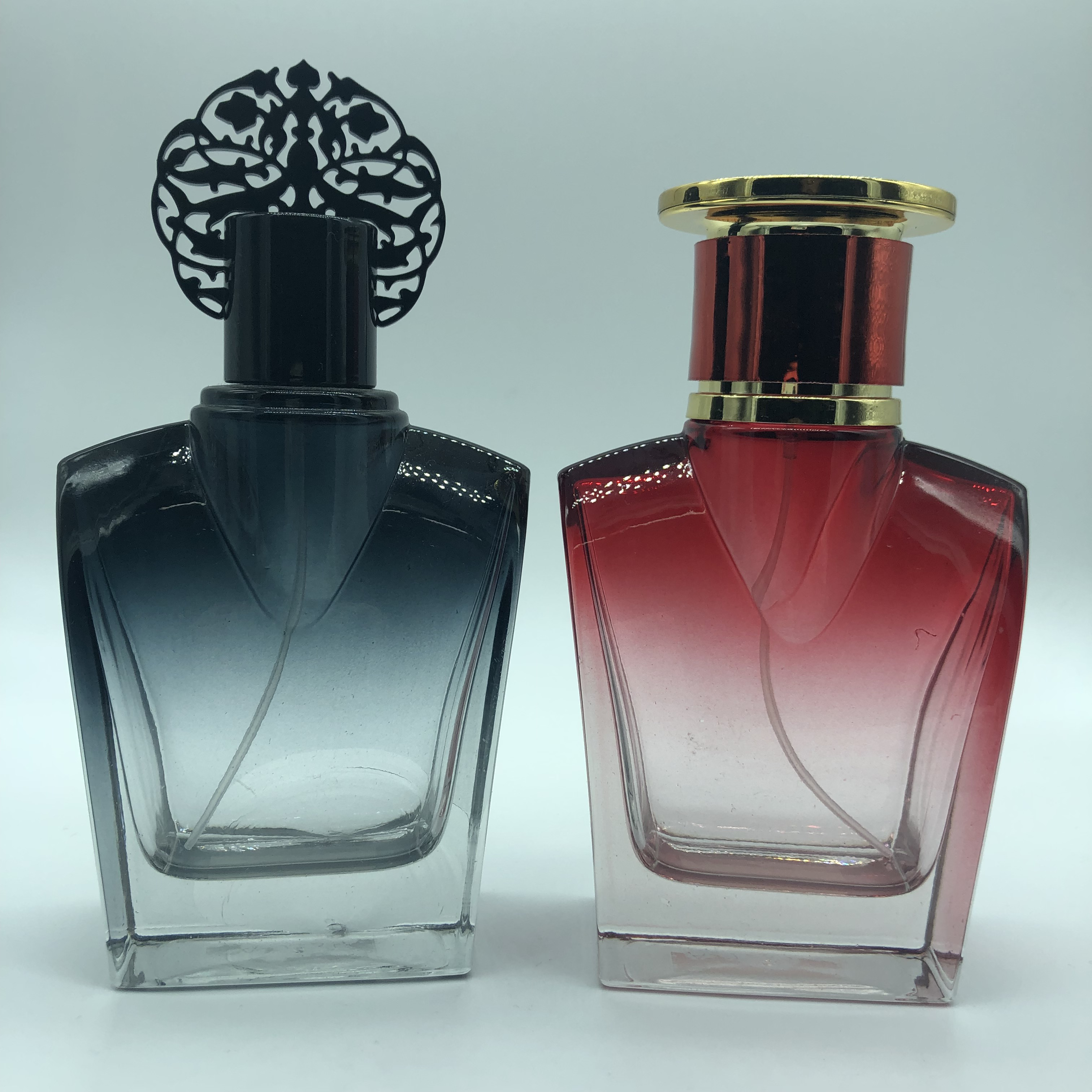 100毫升新款玻璃香水瓶含盖子喷头和瓶子