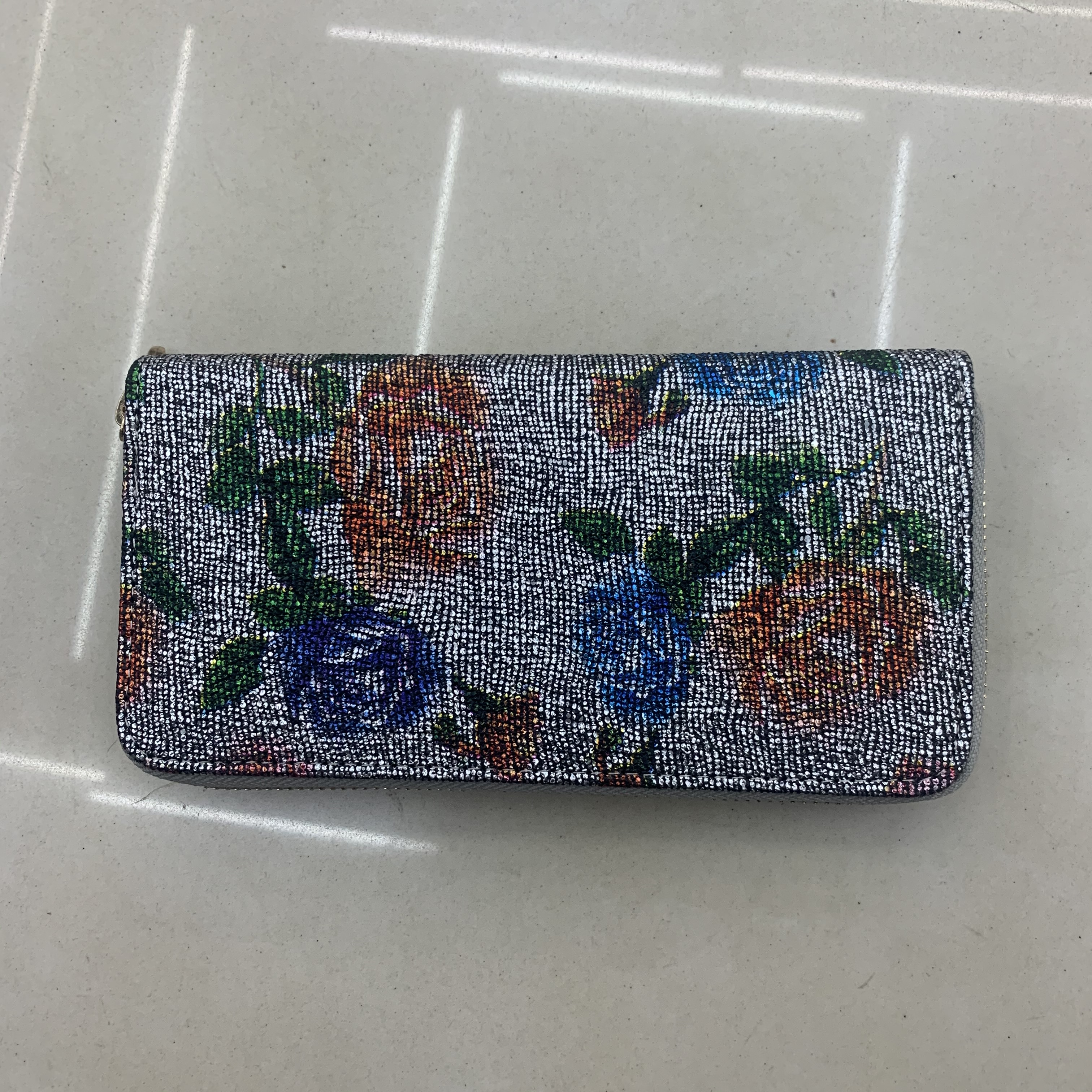 PU皮女式折叠镭射韩版简约中小零钱夹钱包女长款三折新款时尚女士