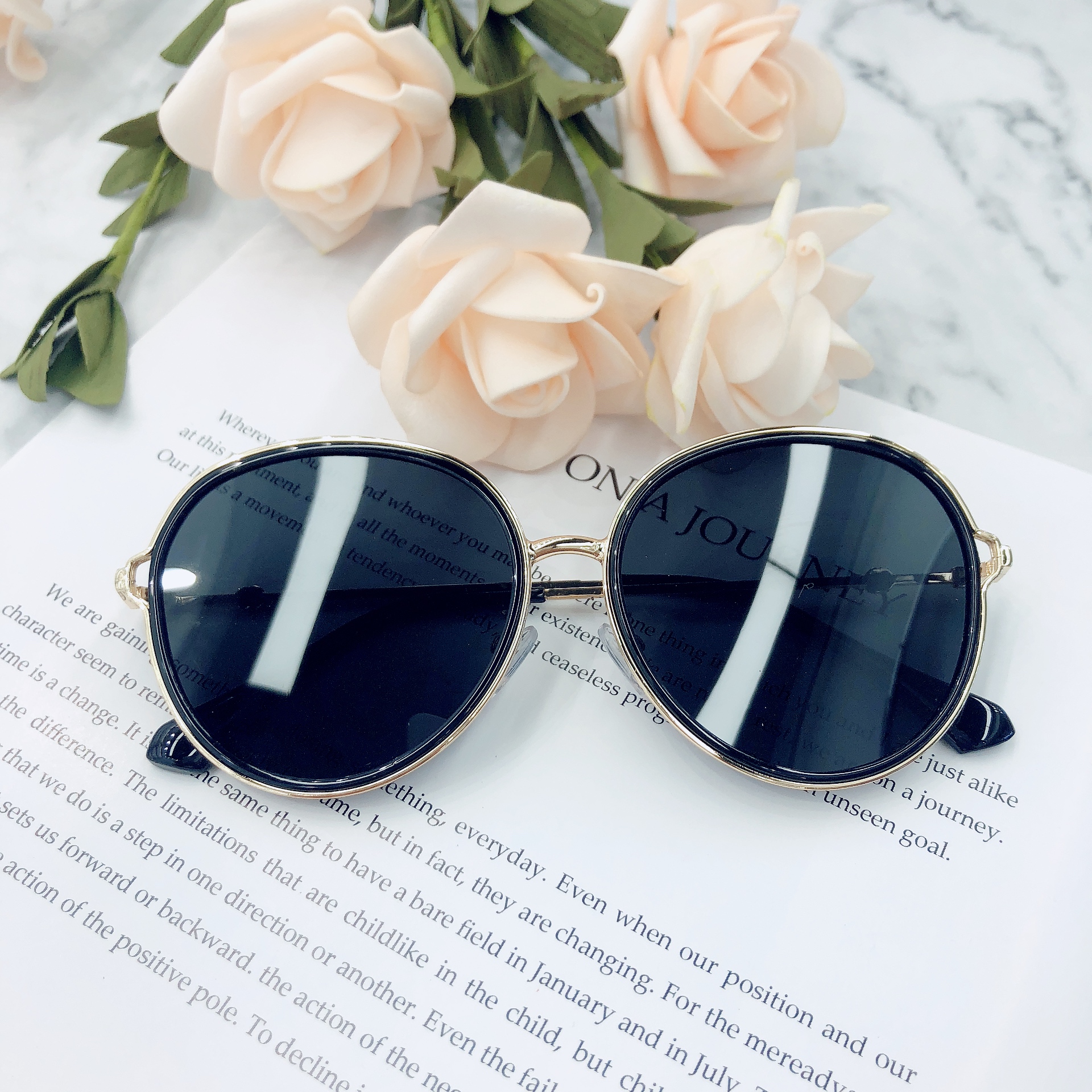 时尚圆框墨镜方框太阳镜偏光镜显瘦韩版潮人高档女款产品图