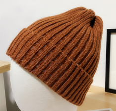 Coffee Brown Day Tie Straight Woolen Hat Children's Winter Korean All-Match Ladies Fall Winter Sweet Fluorescent Hat Warm Knit Hat