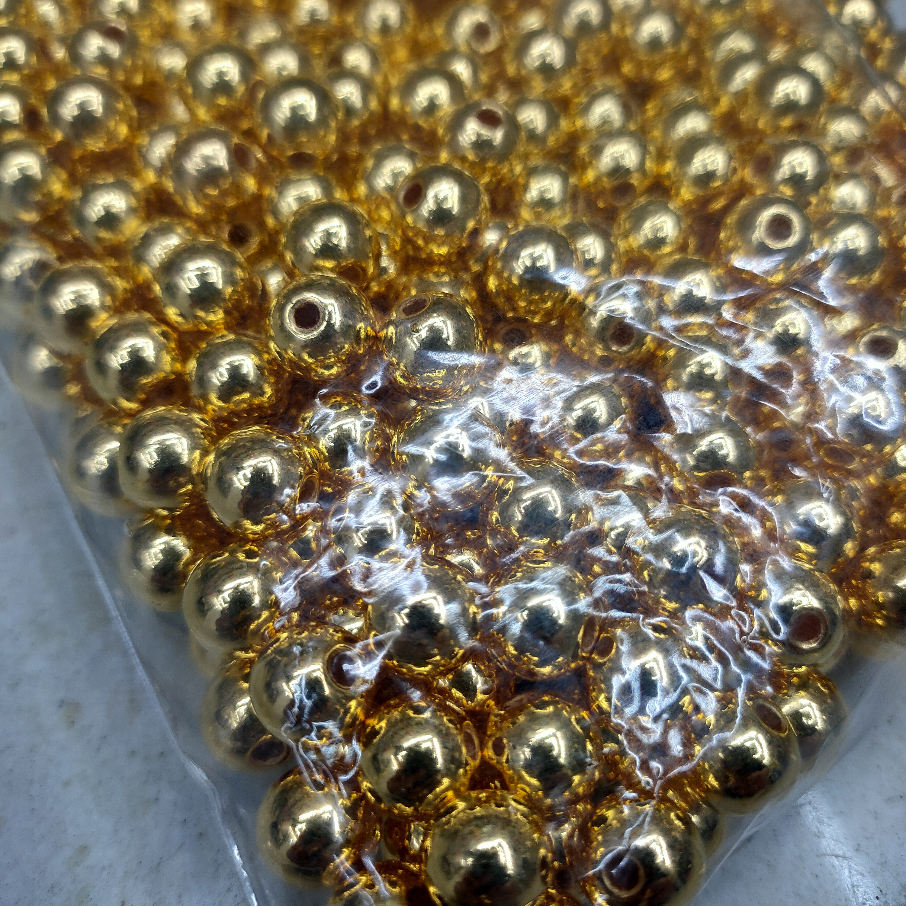 Wholesale of eco-friendly ABS perforated nail beads, gold electroplated clothing accessories, round beads, nail beads and beads details Picture