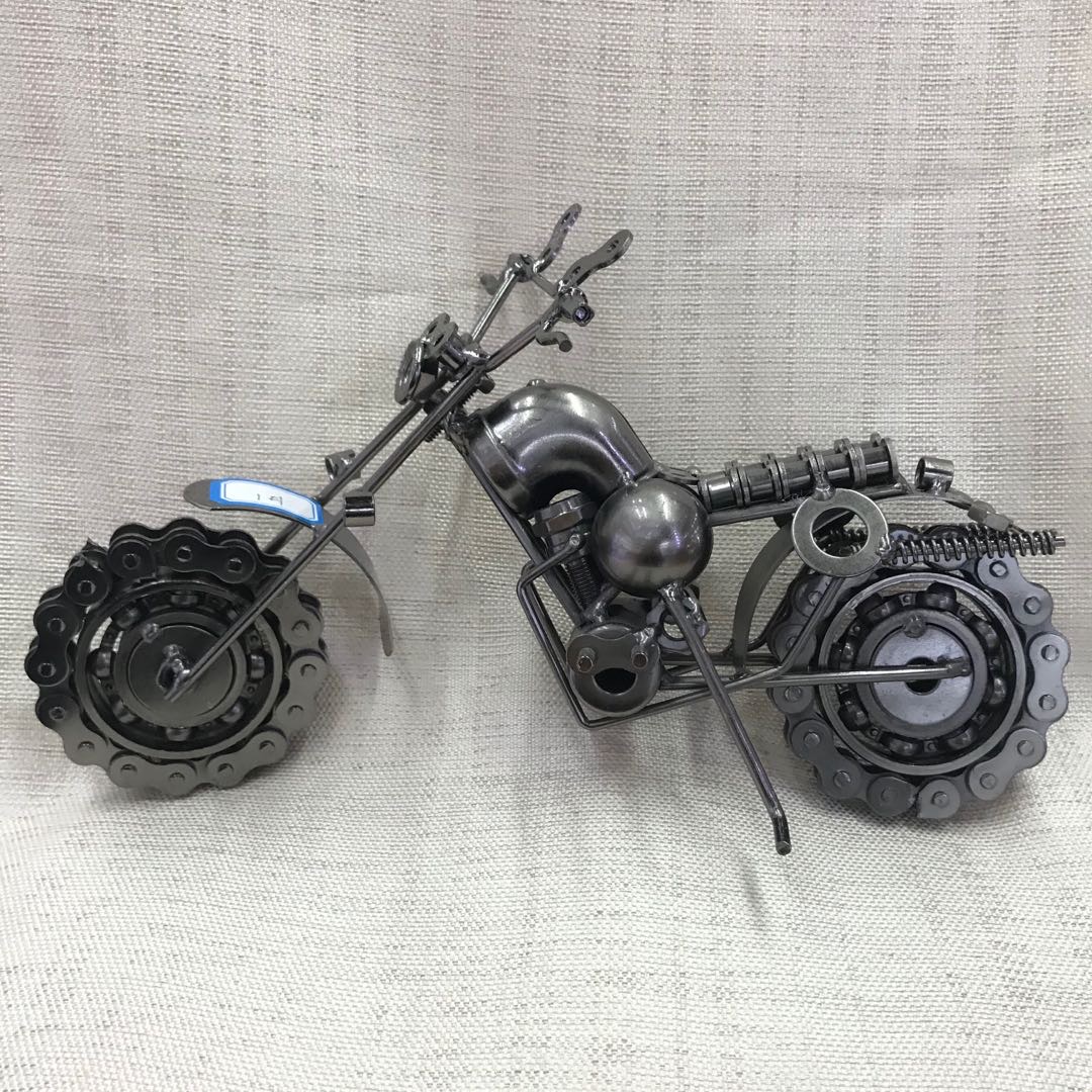 Vintage Hand-Wrought Iron Motorcycle Home Wine Cabinet Decor Living Room Car Model Small Creative Crafts
