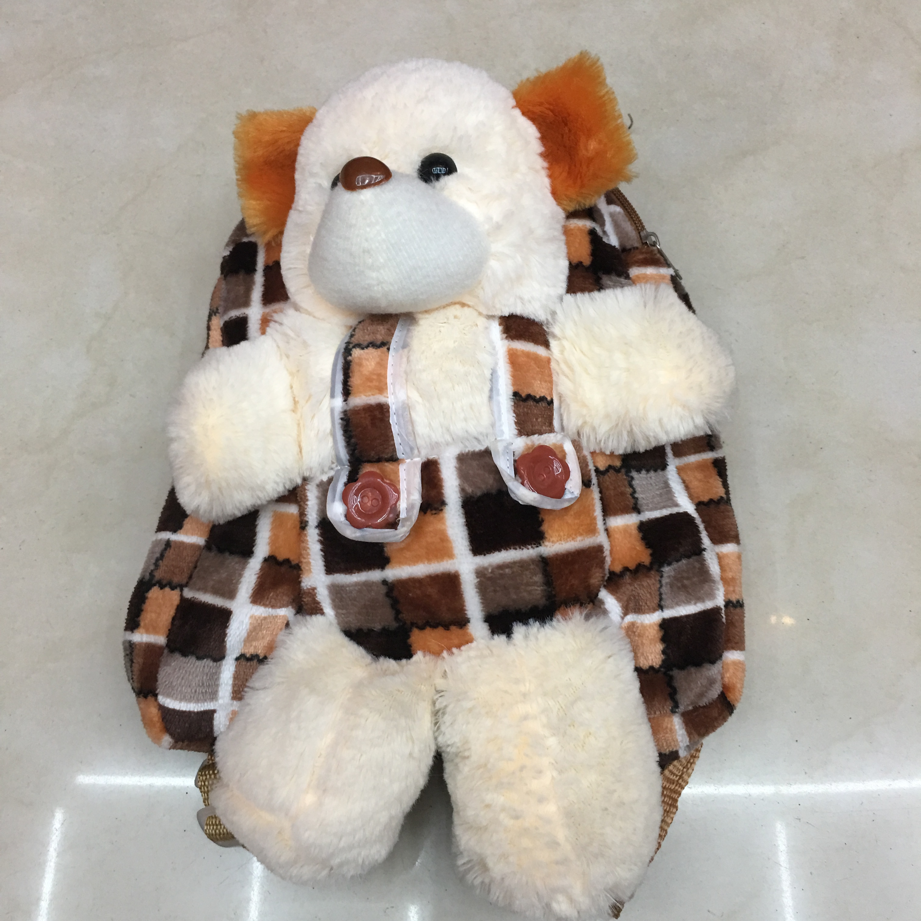 双肩包玩偶毛茸茸小熊可爱卡通毛毛绒动物小香风儿童背包