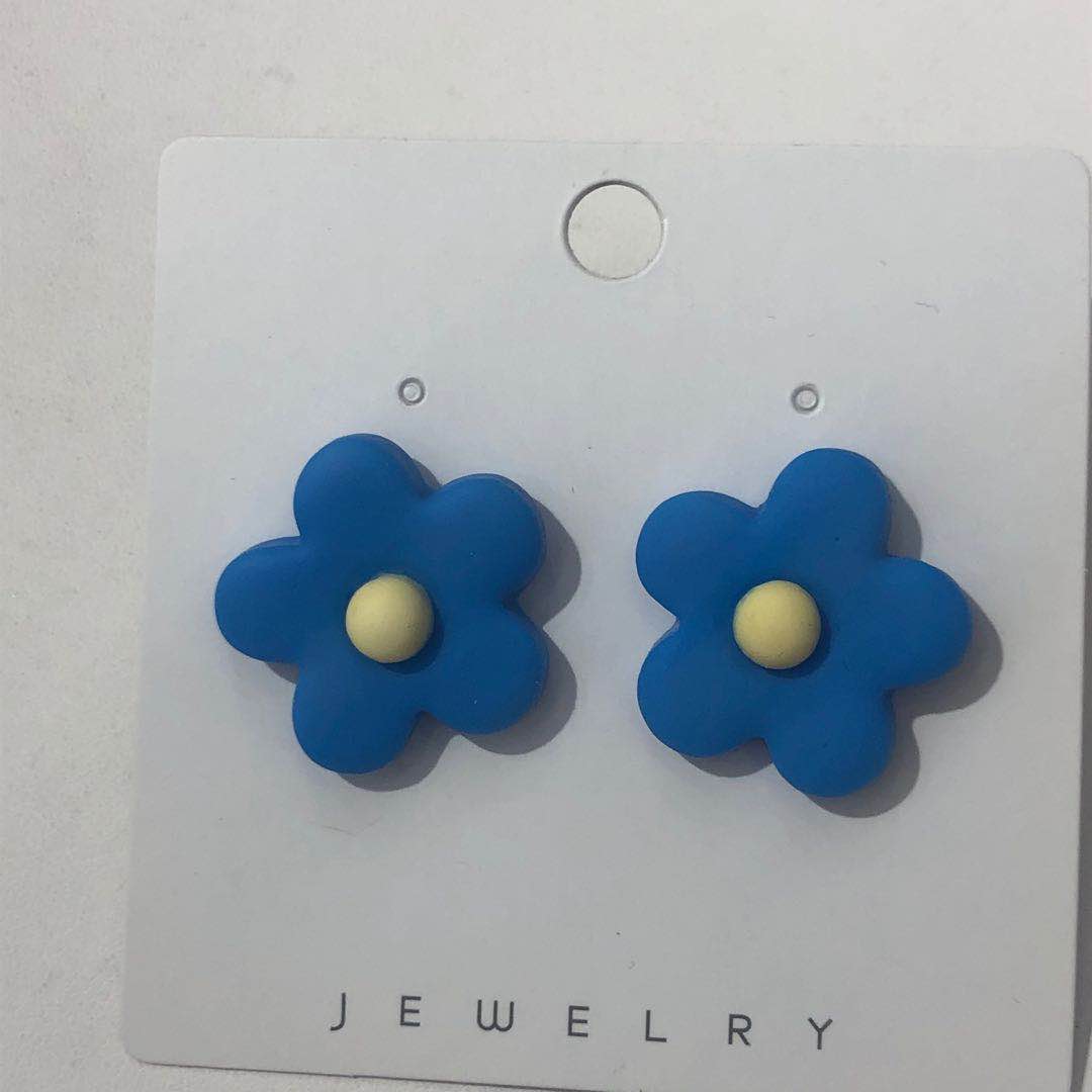 New Korean candy-colored flower earrings, elegant and anti-allergy accessories, simple and versatile stud earrings