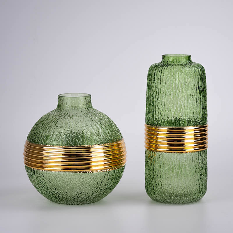 Ins-style Nordic minimalist glass vases, gilded vases, indoor decorative items in stock for wholesale details Picture