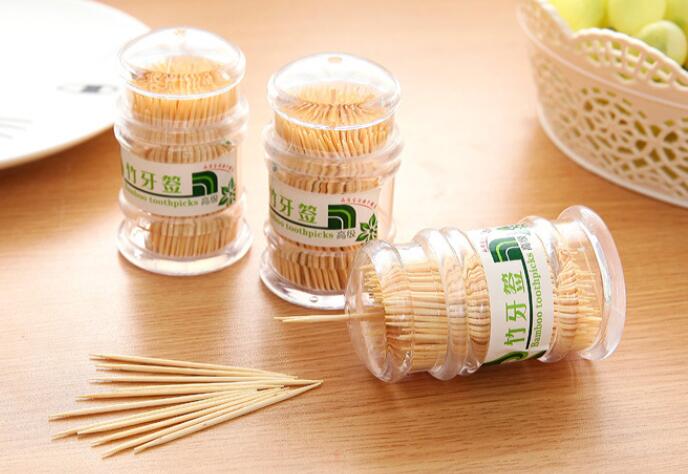 创意宝塔天然环保竹牙签 装竹制牙签盒装便携式透明筒装