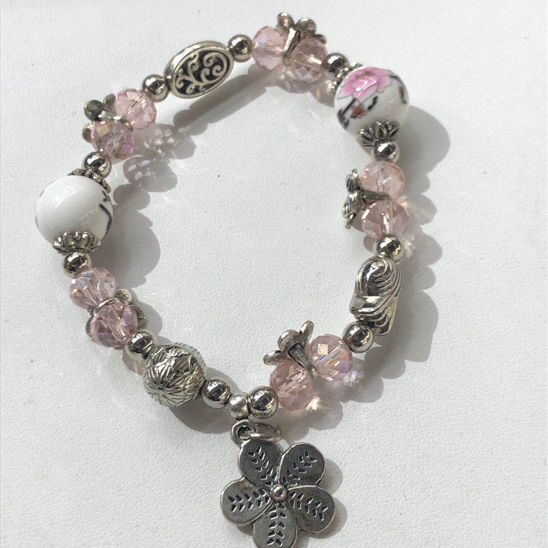 森系韩版气质印花宝石手链手串手工编织气质时尚饰品产品图