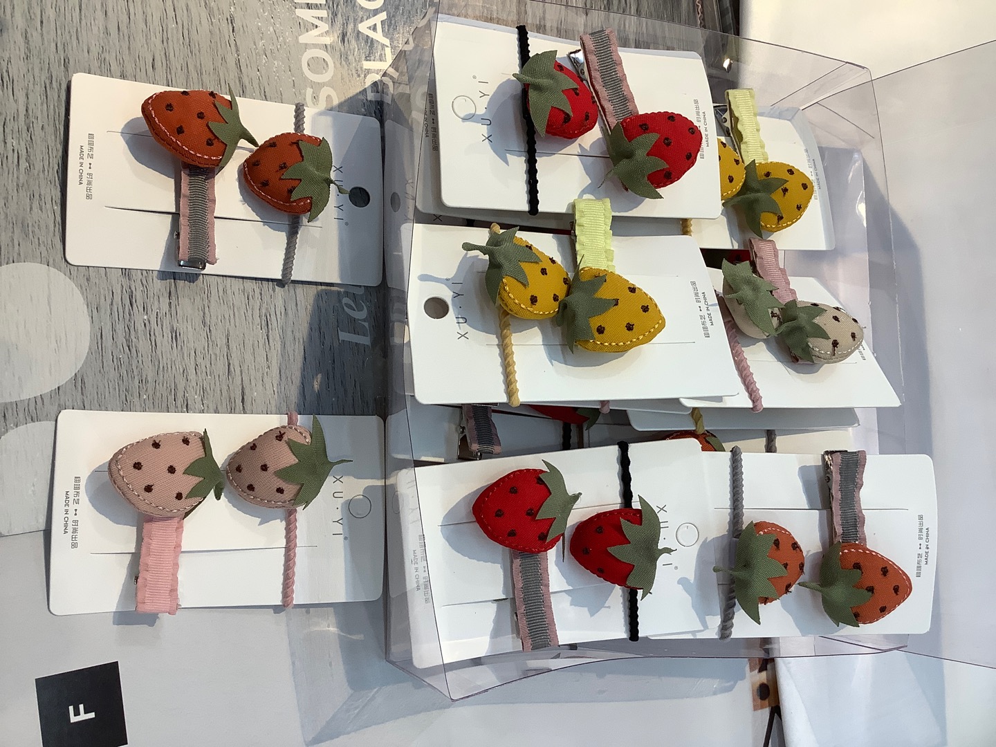 清新水果两件套BB夹少女彩色发圈草莓水果边夹细节图