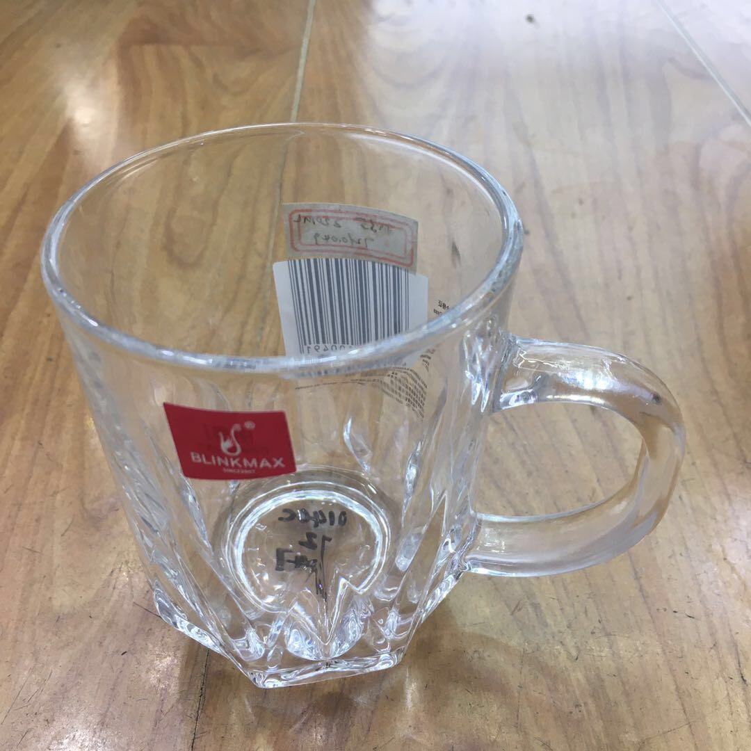 KT2B04玻璃杯220ml 丽尊正品水杯茶杯家用带把玻璃杯单层简约咖啡杯花茶杯奶茶杯子