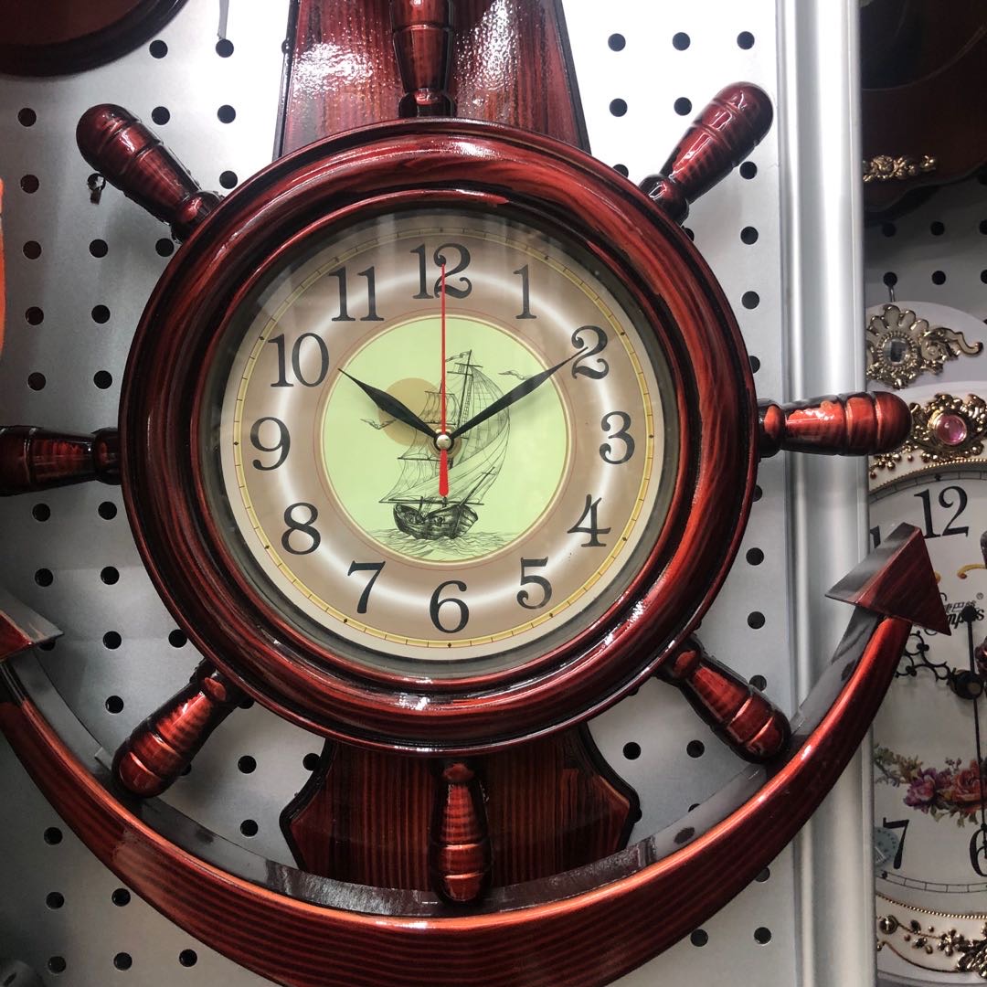 钟表挂钟客厅美式双面挂钟创意欧式金属静音实木艺术装饰钟表时尚图