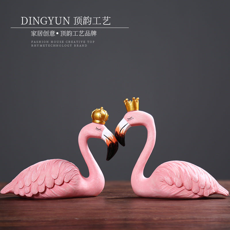 国王王后创意家居装饰树脂火烈鸟装饰摆件