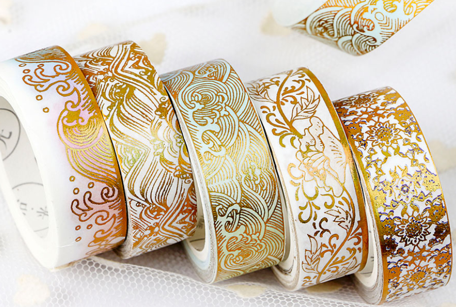 Jin Wen Bronzing series with release paper and paper tape hand account material stickers China Palace wind tape thumbnail