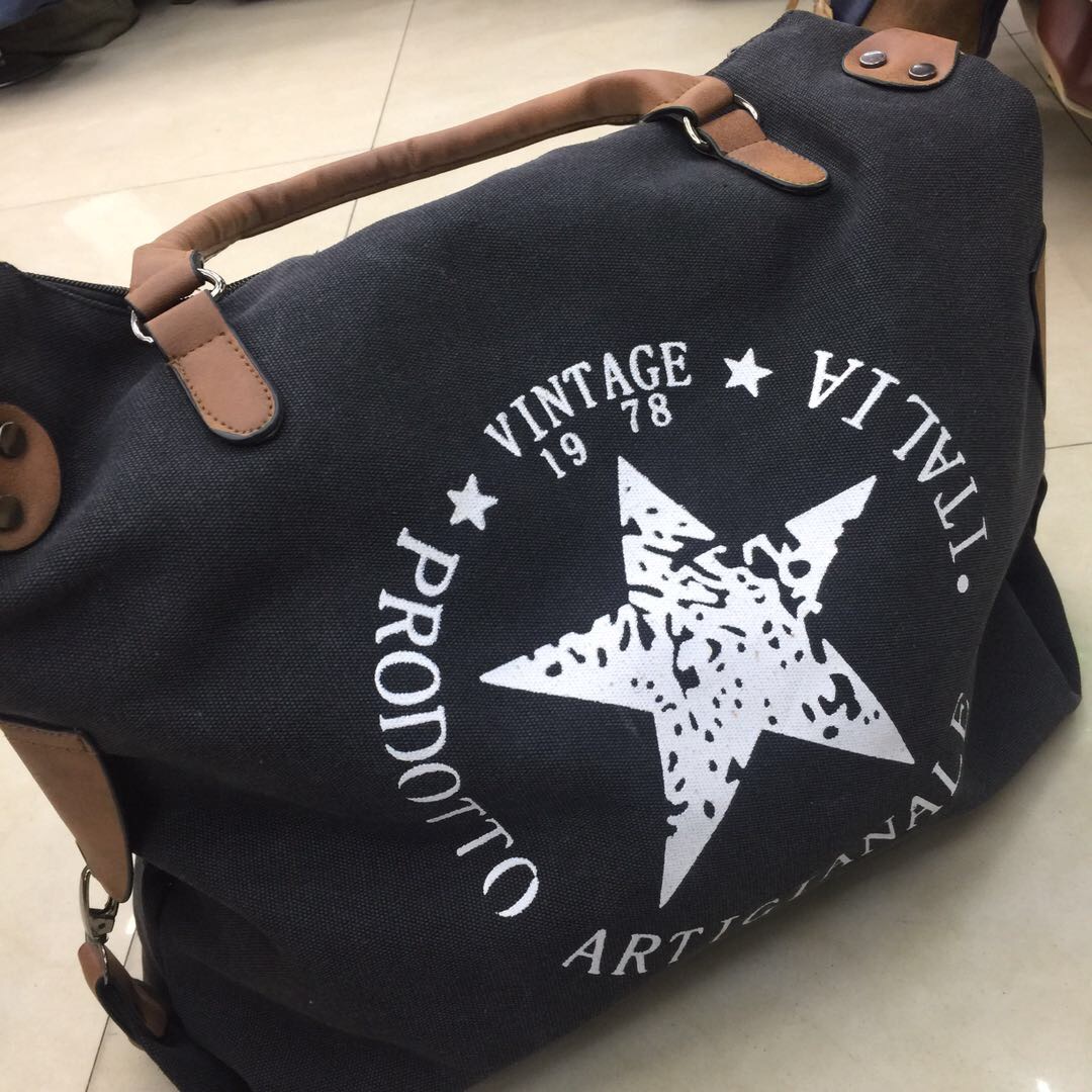 新款女单肩包五角星学生书包大包手提包挎包托特包文艺布袋