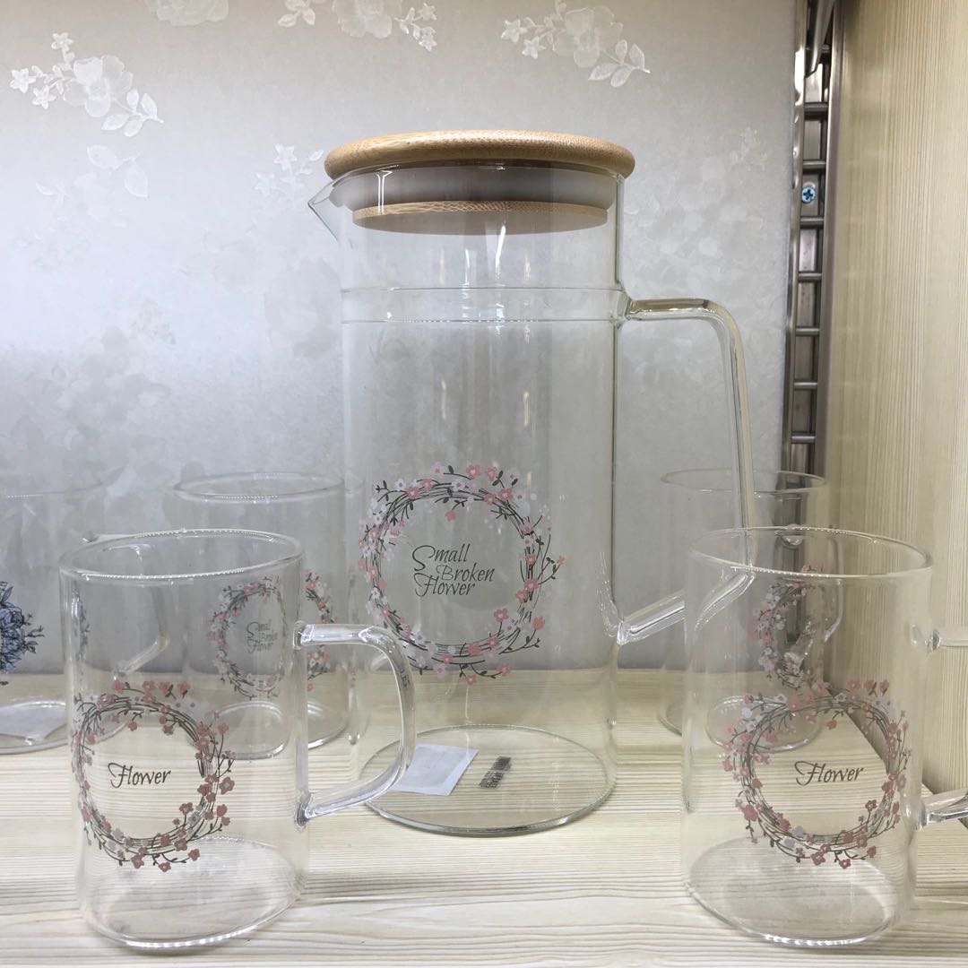 家用玻璃凉水壶耐热高温晾白开水杯冷水壶套装茶壶夏天大容量扎壶组合